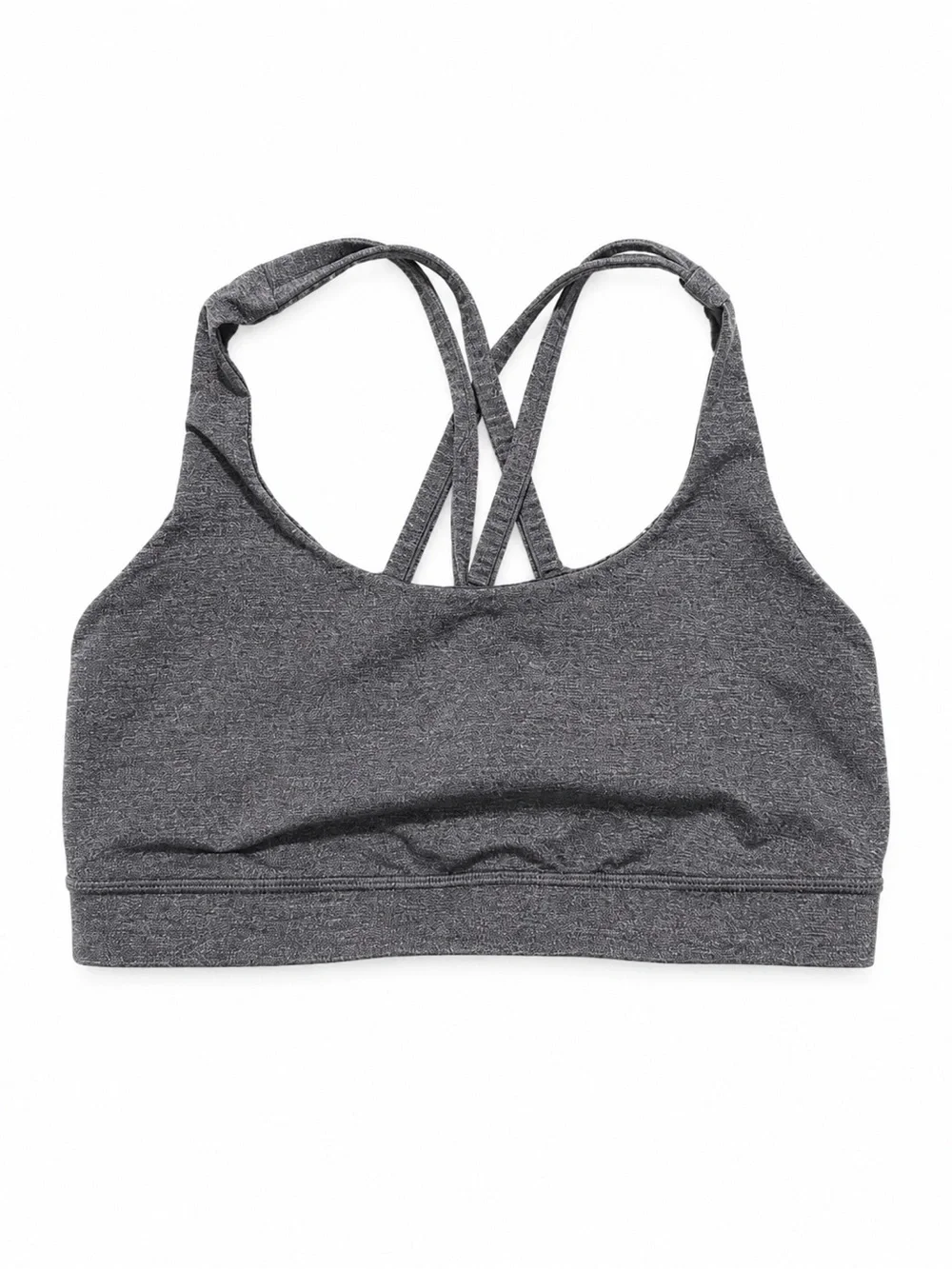Lululemon Energy Bra Heathered Gray Strappy Cross Back Sports Bra Size 6